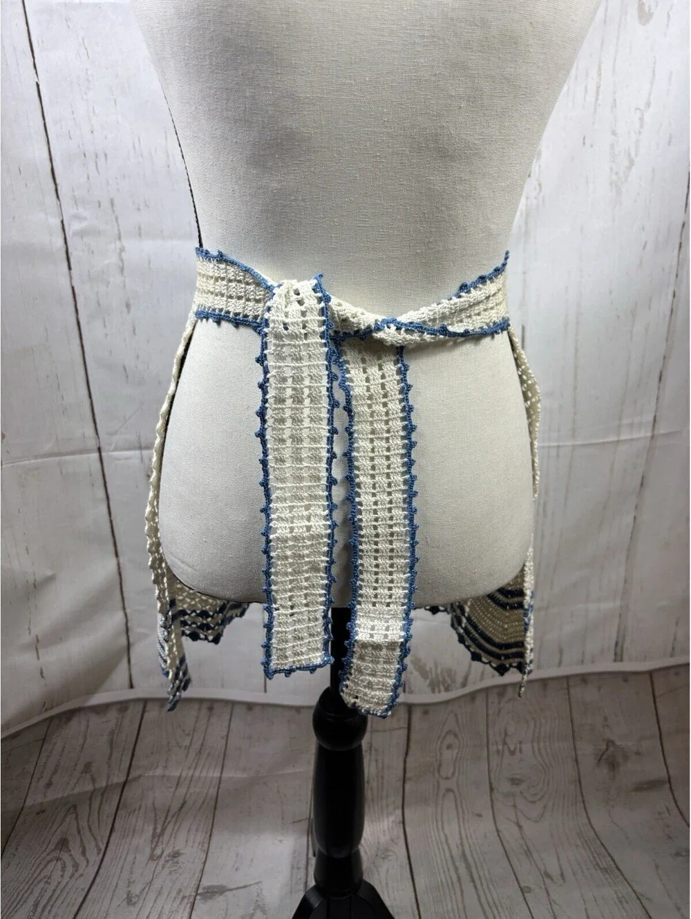 Vintage Crocheted Chevron Half Apron 40-50ss